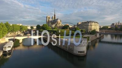 Notre-Dame De Paris, The Seine And The Ile De La Cité - Video Drone Footage