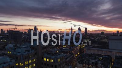 Magic Light, City Skyline, Establishing Aerial View Shot Of London Uk, United Kingdom - Video Drone Footage
