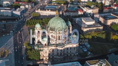 Berlin Cathedral, Establishing Aerial View Shot Of Berlin, Germany, Capital City - Video Drone Footage
