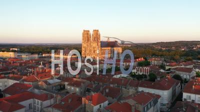 Toul Cathedral At The Sunset - Video Drone Footage