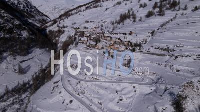 Le Roux, Mountain Village Near Abriès In Queyras, Hautes-Alpes, France, Viewed From Drone