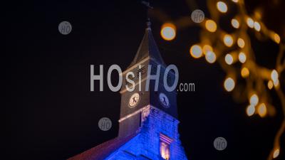 Saint Martin Temple In Montbeliard City By Christmas Night .