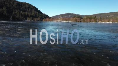 Frozen Longemer Lake - Vosges - Video Drone Footage
