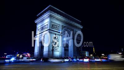 Arc De Triomphe La Nuit à Noël, Timelapse