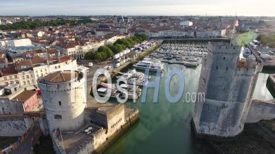 City Of La Rochelle From The Marina - Video Drone Footage