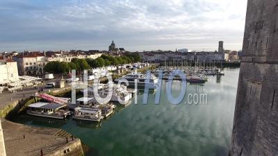 City Of La Rochelle From The Marina - Video Drone Footage