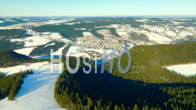 Landscape Of Villers Le Lac - Video Drone Footage