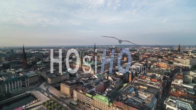 Establishing Aerial View Shot Of Hamburg De, Mecklenburg-Western Pomerania, Germany - Video Drone Footage