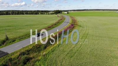 Winding Country Road At The Rural Finland - Video Drone Footage