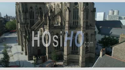 Sainte Anne Place In Rennes, Brittany, France - Video Drone Footage