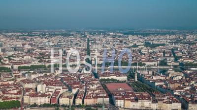 Day, Flying Views From Fourviere Hill, Establishing Aerial View Shot Of Lyon Fr, Auvergne-Rhone-Alpes, France - Video Drone Footage