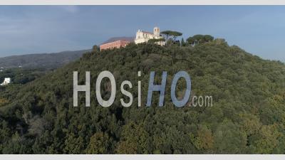 Aerial View Of A Volcanic Hill Near Vesuvio. - Video Drone Footage