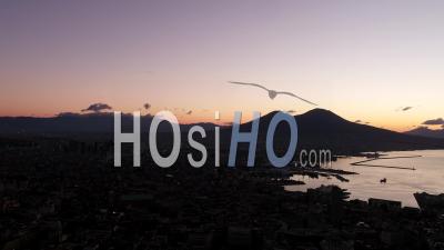 Morning Sunrise Over Naples City, Napoli, Italy - Video Drone Footage