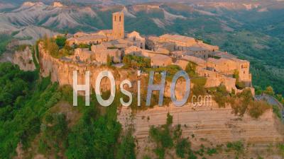 Civita Di Bagnoregio, Lazio. Fly Around Ancient Italian City. - Video Drone Footage