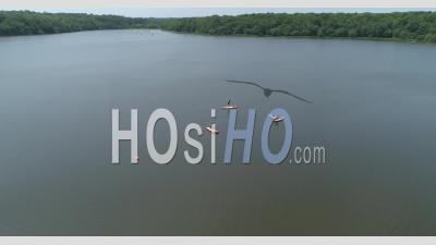 Hardouinais Lake In Saint Launeuc, Brittany, France In Summer - Video Drone Footage