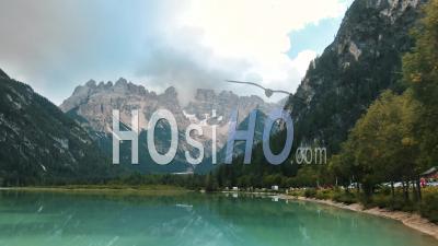 Durensee, Dolomites, Daytime - Video Drone Footage