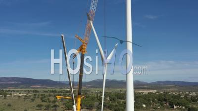 Wind Turbine Beeing Dismantled - Video Drone Footage