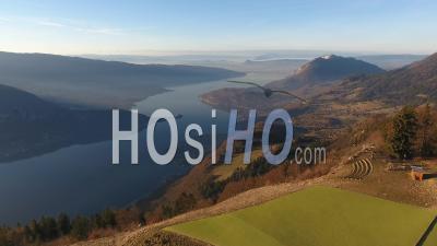Lake Annecy From The Col De La Forclaz - Video Drone Footage
