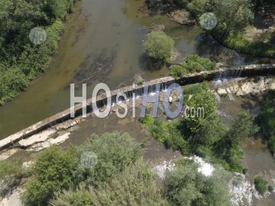Dam On The River Arc, Bouches-Du-Rhone, Pays D'aix, Coudoux - Aerial Photography
