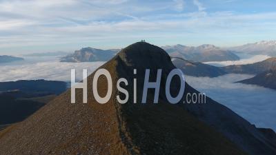 Mont Joly Above The Sea Of ​​clouds - Video Drone Footage