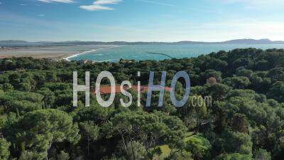 Beach Of Almanarre On The Gulf Of Giens, Hyeres - Video Drone Footage