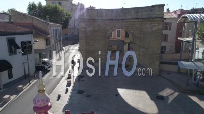 Village Of Istres, Historical Center, The Portal Of Arles - Video Drone Footage