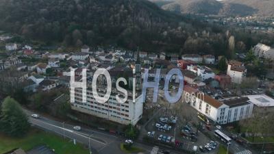 Grenoble City And Its Mountains, Isère, France - Video Drone Footage