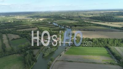 Landscape Of The Sevre Niortaise, La Ronde, Charente-Maritime, France - Video Drone Footage