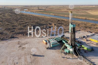 Oil Drilling Rig On The Pecos River - Aerial Photography