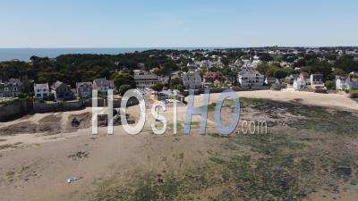 Le Pouliguen's Atlantic Coast In Springtime, France - Drone Point Of View