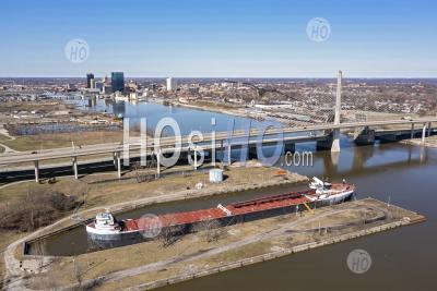 Toledo, Ohio On The Maumee River - Aerial Photography