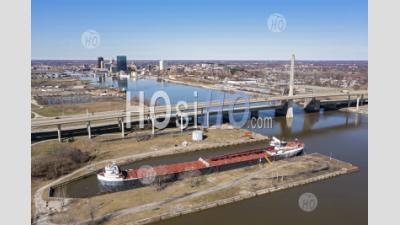 Toledo, Ohio On The Maumee River - Aerial Photography