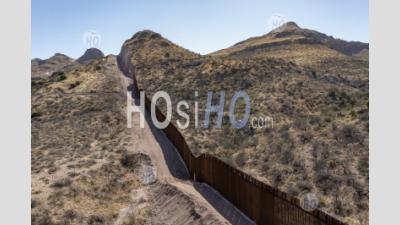 Border Fence In Guadalupe Canyon - Aerial Photography