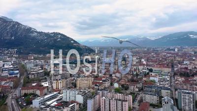 Grenoble From The Heights Of Drac- Video Drone Footage
