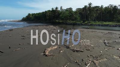 Estuary Of The Rio Bananito River In The Province Of Limon, Costa Rica - Video Drone Footage