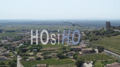 Chateauneuf Du Pape, Chateau Of The Hers On The Banks Of The Rhone, Vaucluse, France - Video Drone Footage