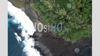 Reunion Island, Lava Flows From 2007 At The Vieux Port Du Tremblet Into The Indian Ocean - Aerial Photography