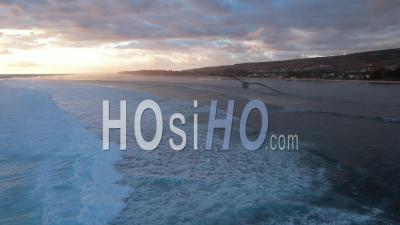  Reunion Island, Trou D'eau, Beach, Coral Reef, Lagoon At Sunset - Video Drone Footage