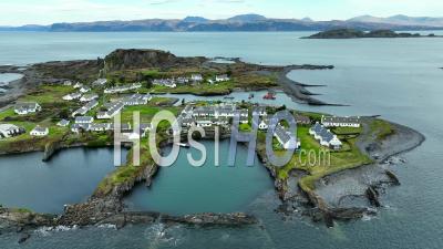 Aerial Footage Of Easdale Island One Of The Slate Islands In Argyll And Bute, Scotland, Uk - Video Drone Footage
