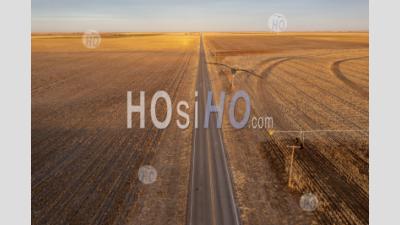 Straight Road In Oklahoma Panhandle - Aerial Photography