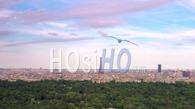 Hyperlapse Showing The Eiffel Tower And Sky, Aerial Footage From Drone