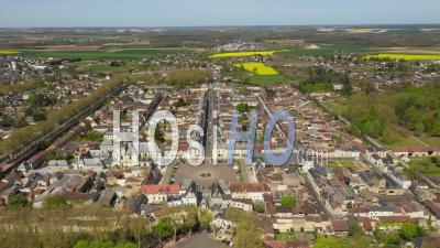 Town Of Richelieu In Spring, France - Drone Point Of View