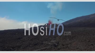 Eruption Of Piton De La Fournaise - Video Drone Footage
