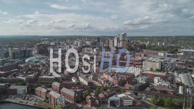 Establishing Aerial View Shot Of Leeds Uk, West Yorkshire, England United Kingdom Day - Video Drone Footage
