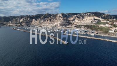 Estaque Village And Port From The Sea, Marseille, Bouches Du Rhone, France - Video Drone Footage