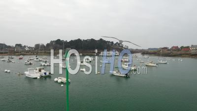 Port Of Ploumanac’h Under The Light Mist - Cote De Granit Rose - Video Drone Footage