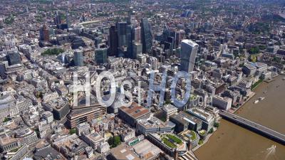 City Of London And River Thames Filmed By Helicopter