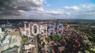 Establishing Aerial View Shot Of Nottingham Uk, Nottinghamshire, East Midlands, England United Kingdom Day - Video Drone Footage