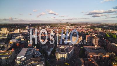 Establishing Aerial View Shot Of Nottingham Uk, Nottinghamshire, East Midlands, England United Kingdom Day - Video Drone Footage