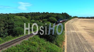 Steam Train On North Norfolk Railway, Filmed By Drone